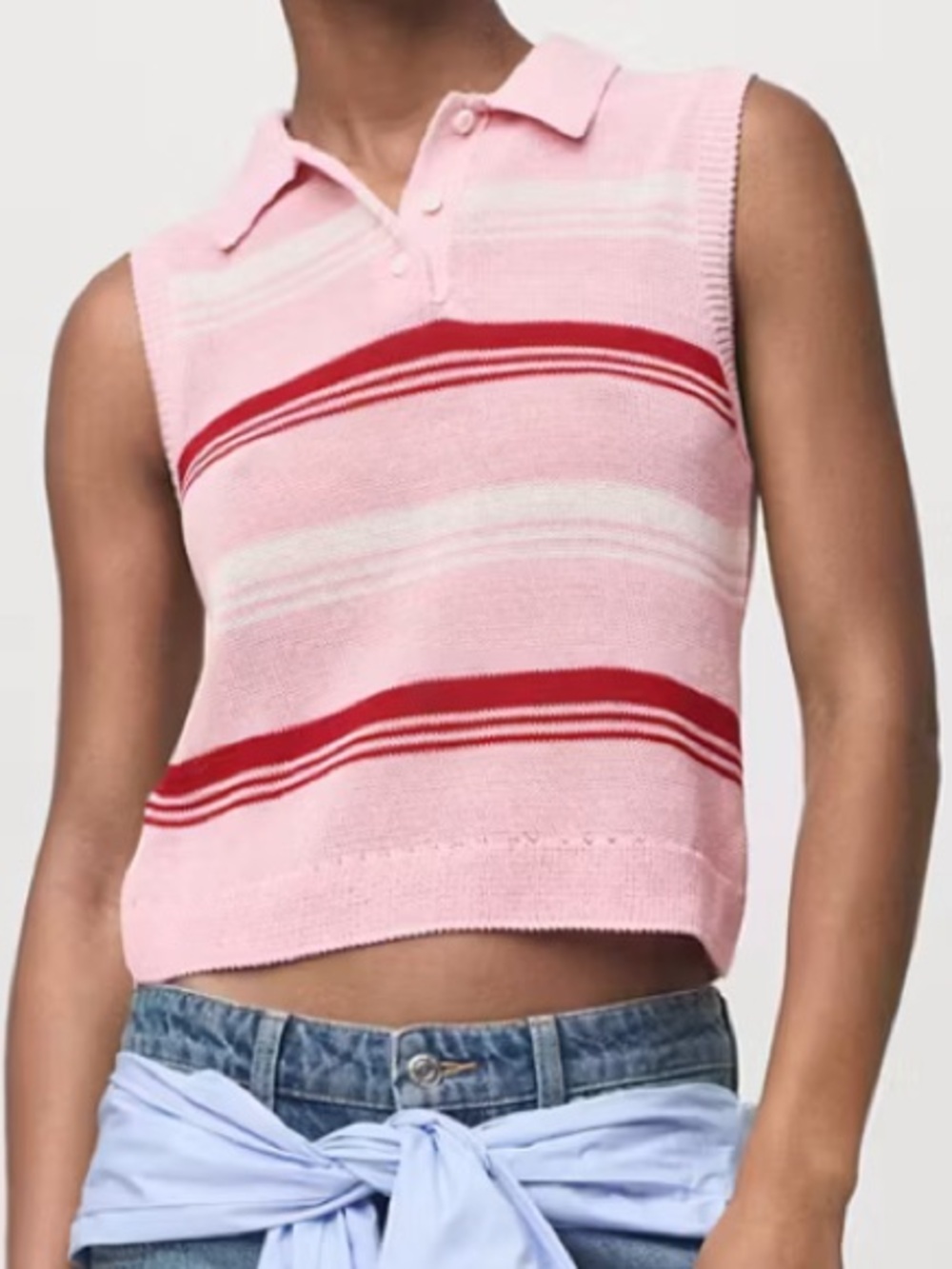 Mango Polo Knit Tank STRIPED KNITTED POLO-NECK TOP 4142
